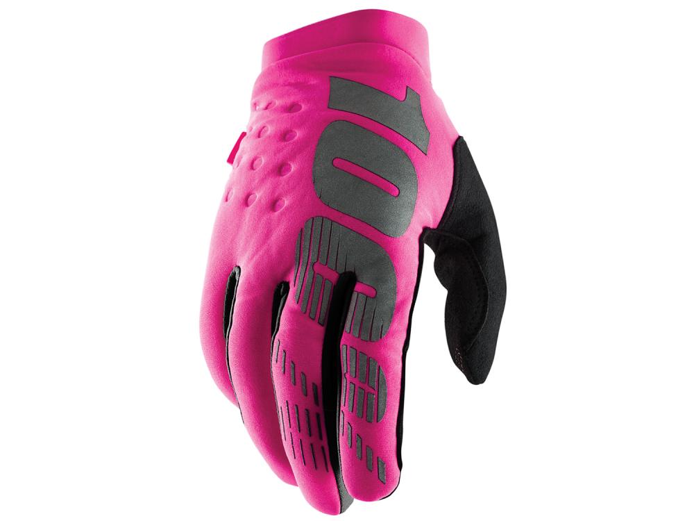 100% Brisker Women's Cold Weather Gloves L Neon Pink/Black - warme MTB-Handschuhe mit Grip