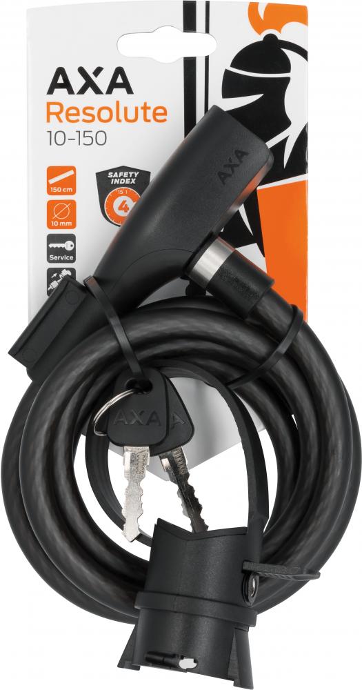 AXA Resolute 10-150 Kabelschloss 150 cm - Modernes Fahrradschloss Sicherheitsstufe 4