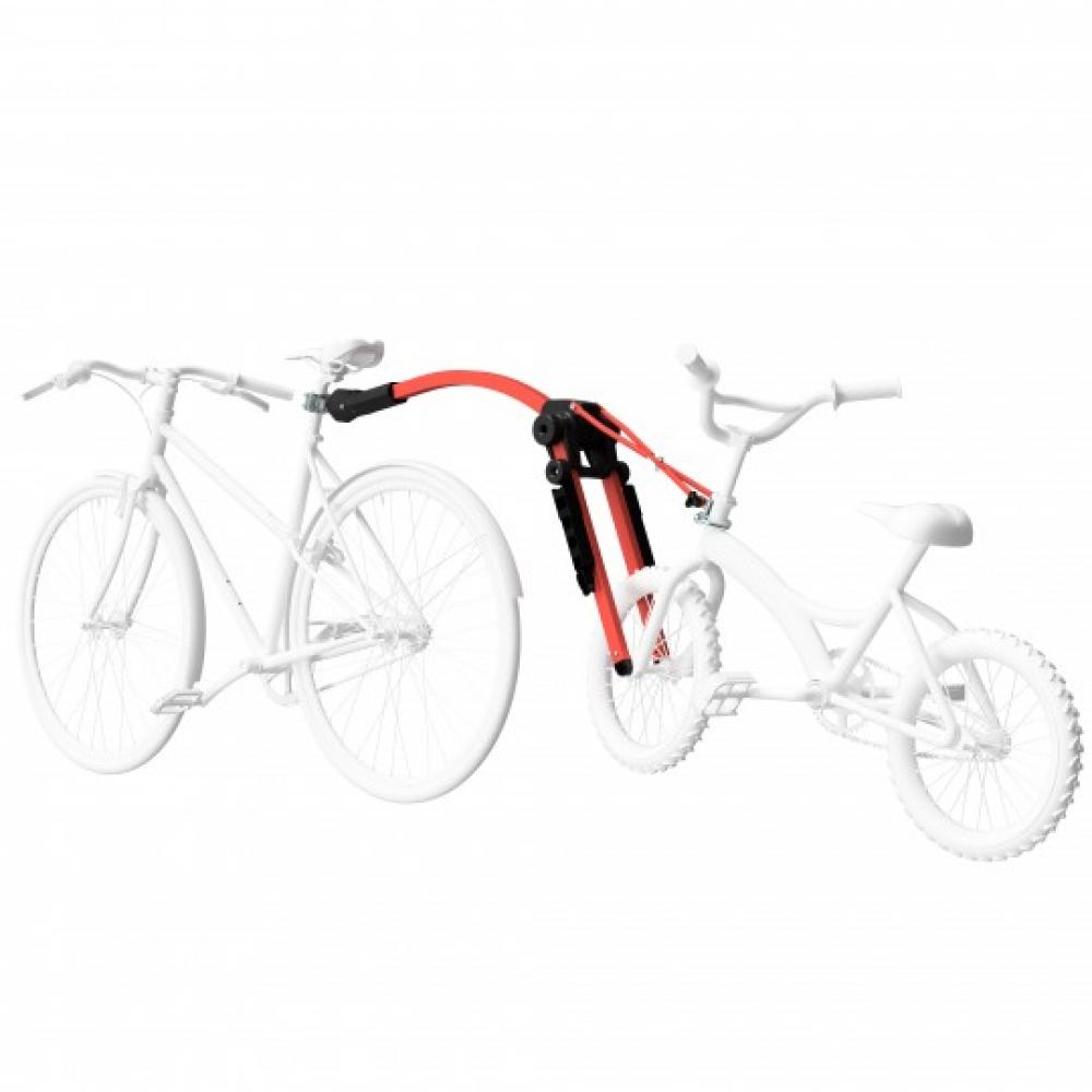 Rote Peruzzo Trail Angel Tandemstange verbindet Erwachsenenrad und 12-20 Zoll Kinderrad, Belastung bis 45 kg.