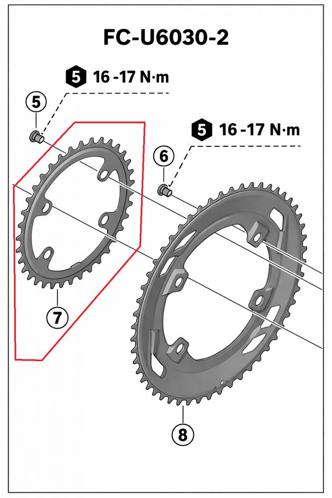 SHIMANO Kettenblatt FC-U6040-2 34Z 80mm 4-Loch, Größe 10 - präzise Schaltperformance