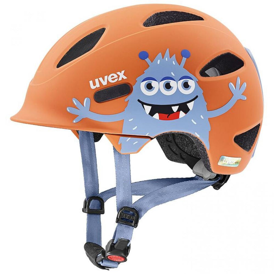 uvex OYO Style Kinderhelm in Monster Papaya Matt (45-50 cm), mit xTRA Shield und KID PROtect optimalen Schutz für Stirn und Hinterkopf