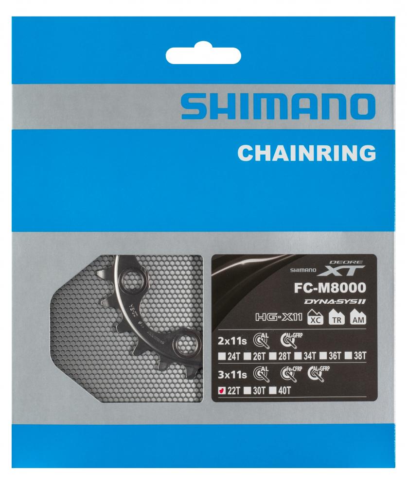 Kettenblatt Deore Xt Fc-m8000 22z, Für 3-fach Antriebe 40-32-22, Aluminium-stahl Kombination, Präzise Schaltperformance, Schwarz