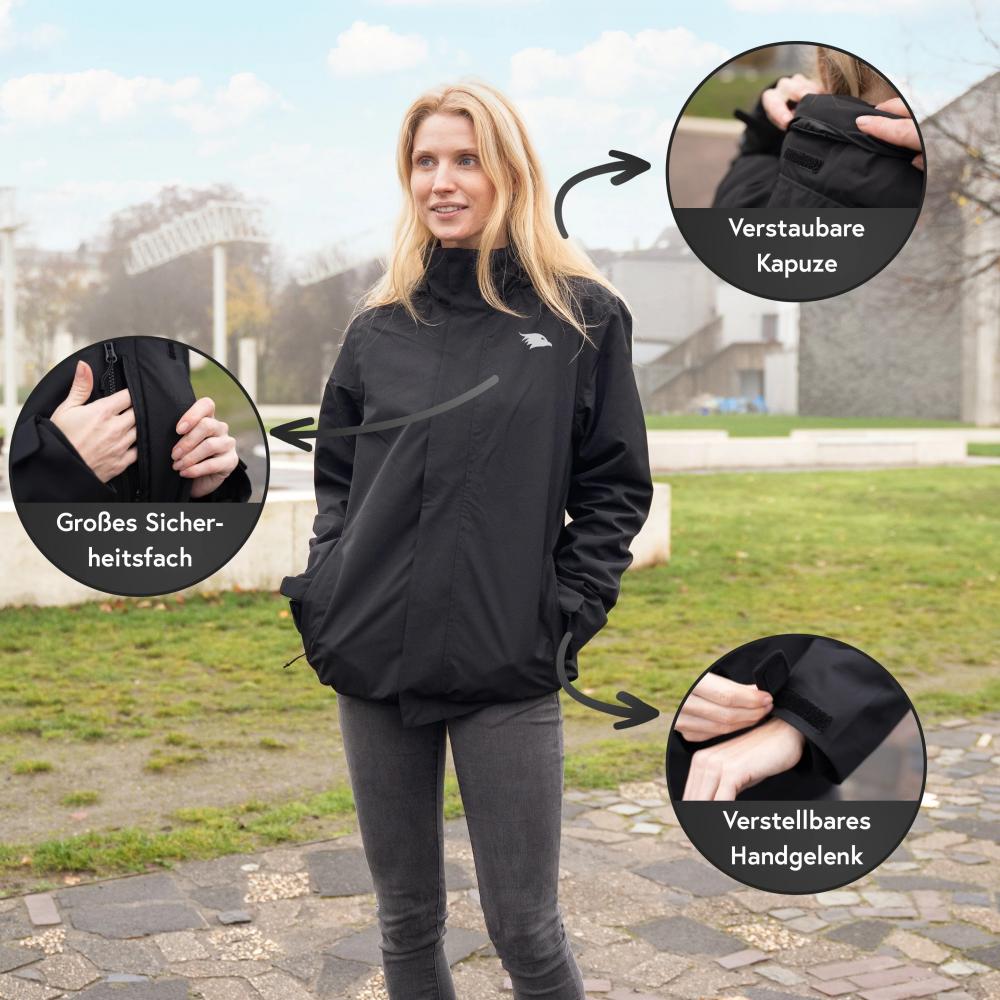 Valkental Damenjacke 3in1 Smart Jacket wasserdichte Jacke mit Fleece Zipp-In 4XL schwarz
