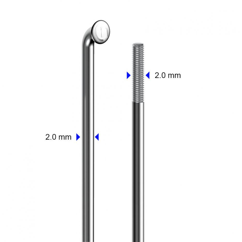 cnSpoke Speiche STD14C 286mm Ø=2,0mm 95° silber 100 Stück Edelstahl ohne Nippel