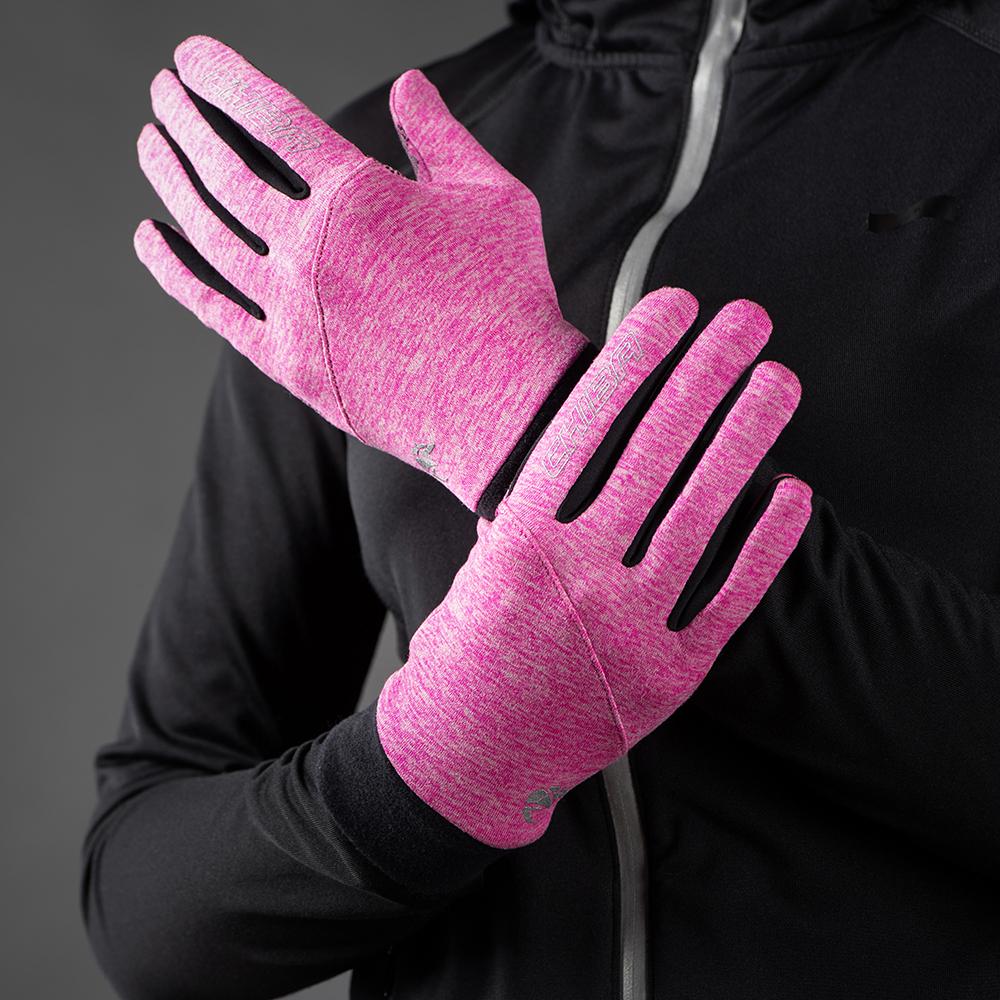 CHIBA Allround Light - Radhandschuhe pink, Größe M, Polartec-Fleece, Touchfunktion, reflektierend