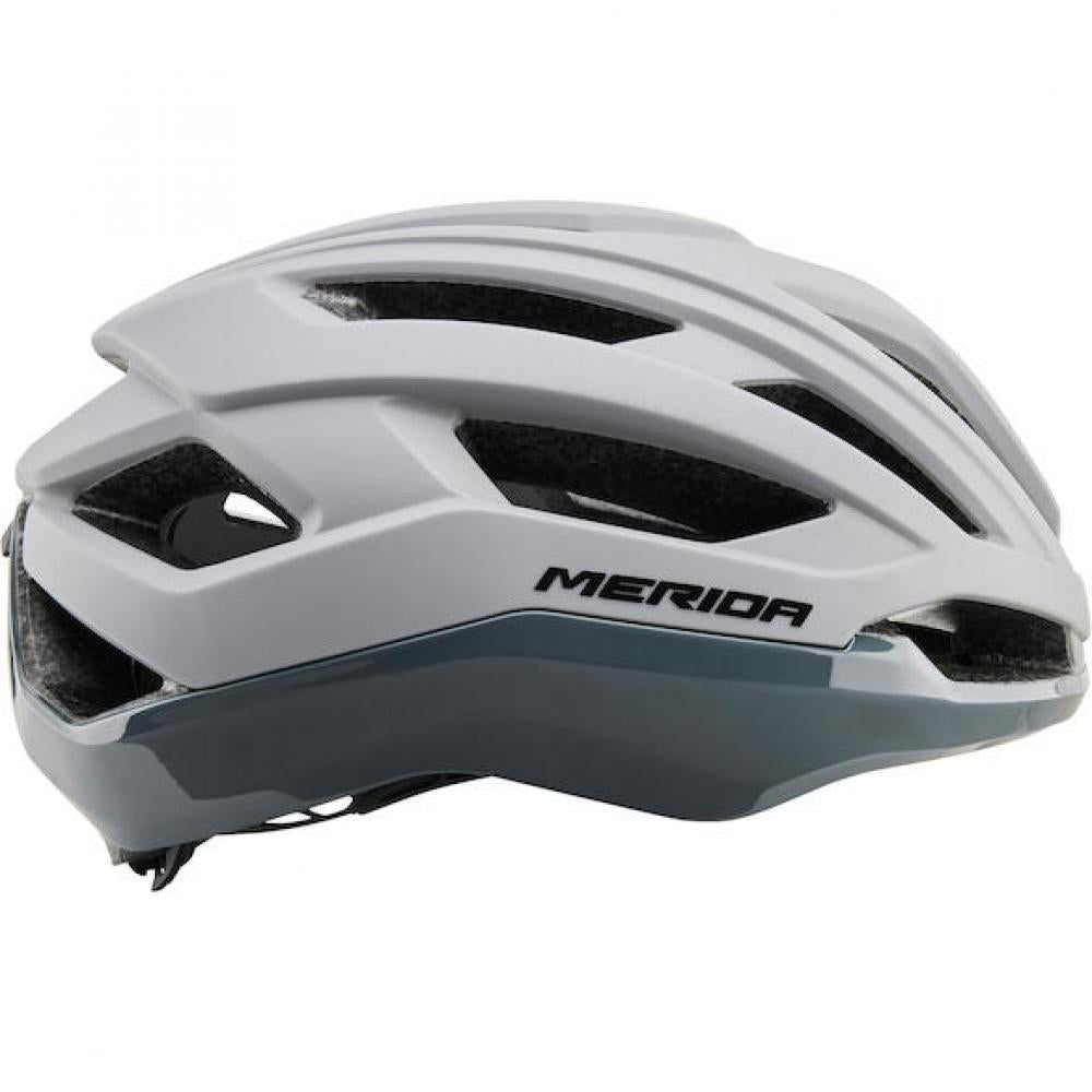 Merida Helm Apex grau 58-62 cm Grau - leichter Stradenhelm mit Top-Belüftung