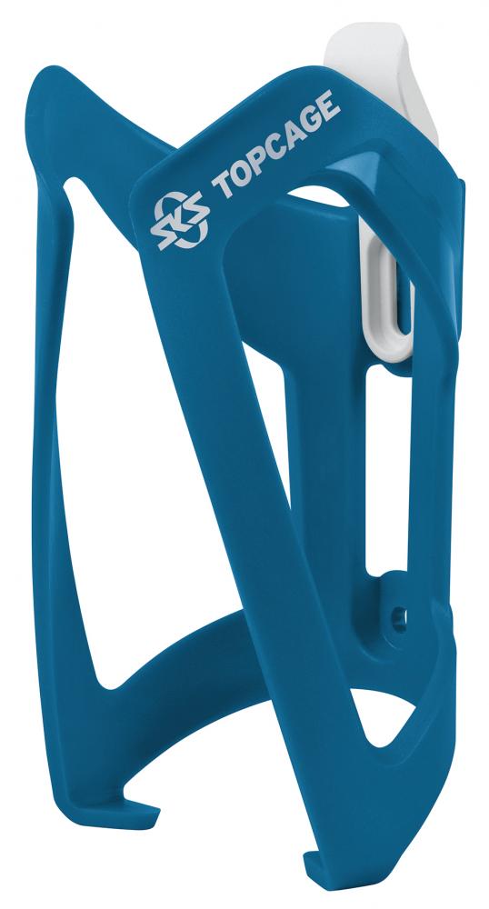SKS Topcage Flaschenhalter blau, leichter und robuster Kunststoff, flexibles Design für 1,5-Liter-PET-Flaschen, verstellbarer Fanghaken, Gewicht 53 g, Made in Germany.