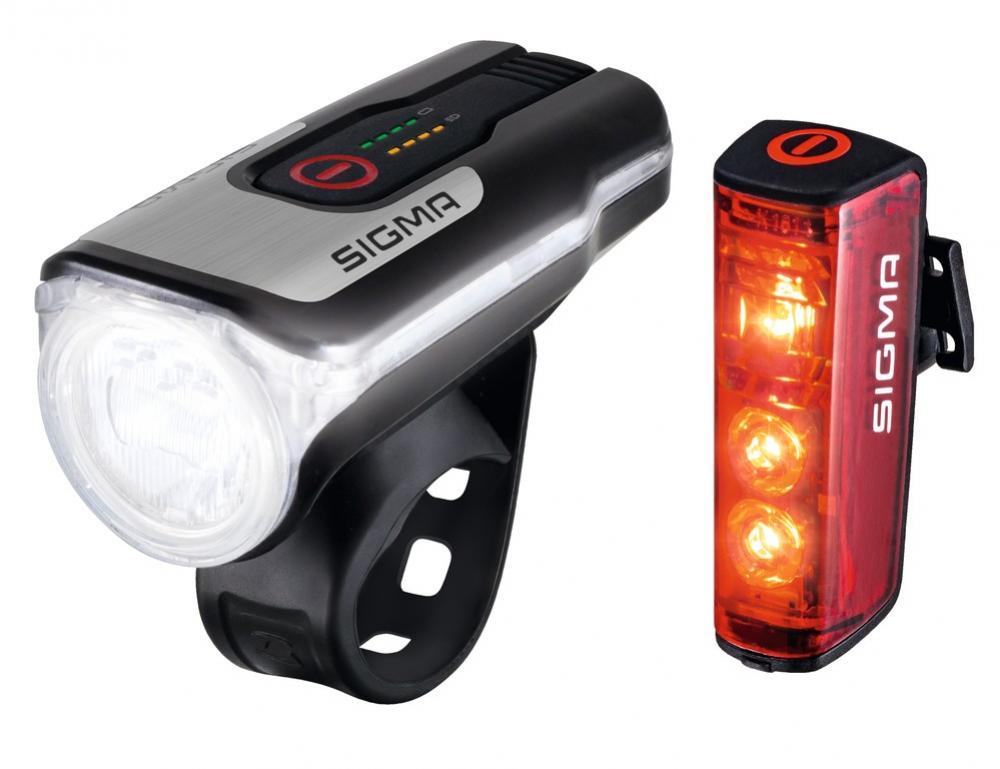 Sigma Aura 80 USB Blaze Fahrradbeleuchtungsset: LED Frontlicht & Rücklicht, akkubetrieben, StVZO-konform.