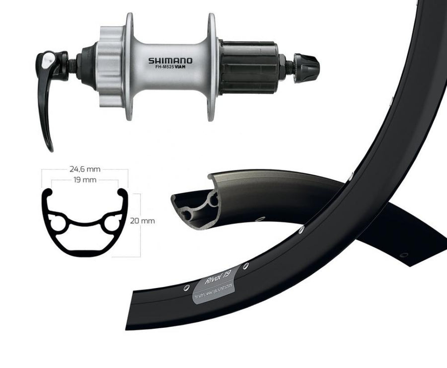 Bike-Parts Laufrad|Hinterrad 29 Zoll Deore 6-Loch silber Schnellspanner 32-Loch Ryde Rival 19 Disc schwarz Nirosta-Speichen