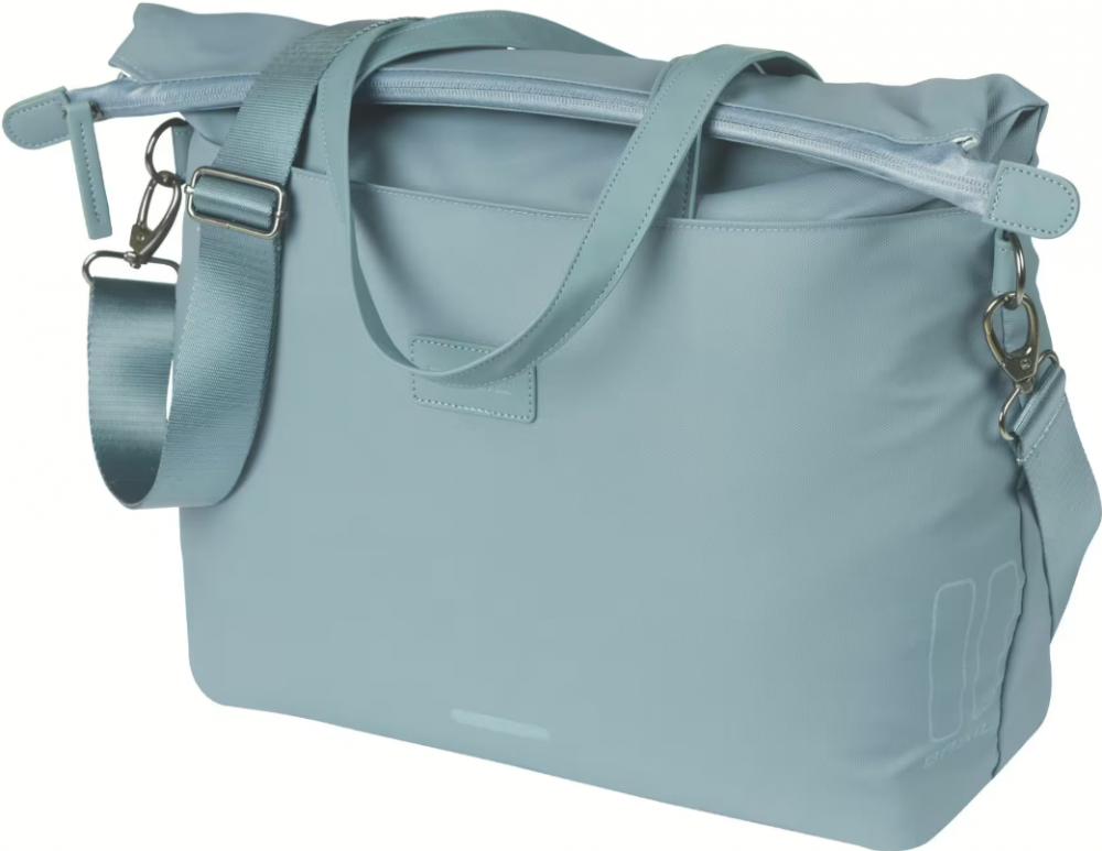 Basil Manhattan Schulter-/Gepäckträgertasche 12 Liter Graphite Blue - wasserfest, gepolstertes Laptopfach, Hook-On System