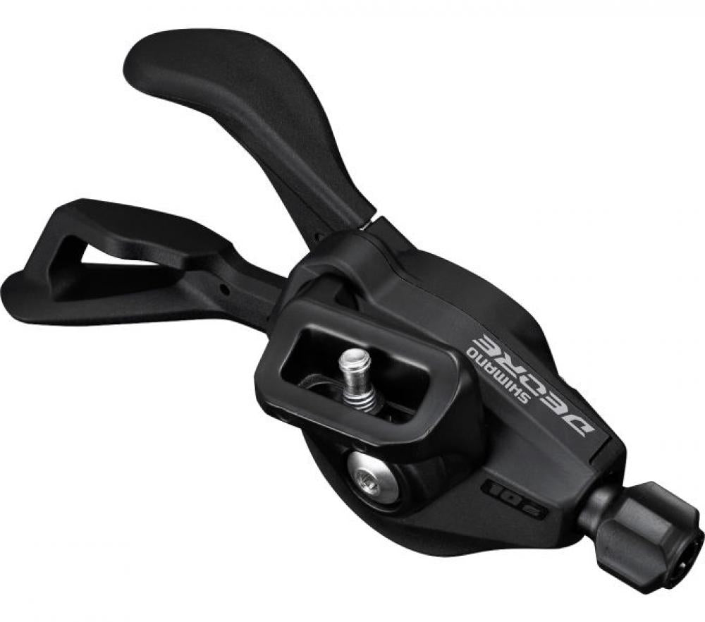 Schwarzer SHIMANO DEORE SL-M4100 10-fach Schalthebel für präzise MTB Schaltung am Mountainbike.