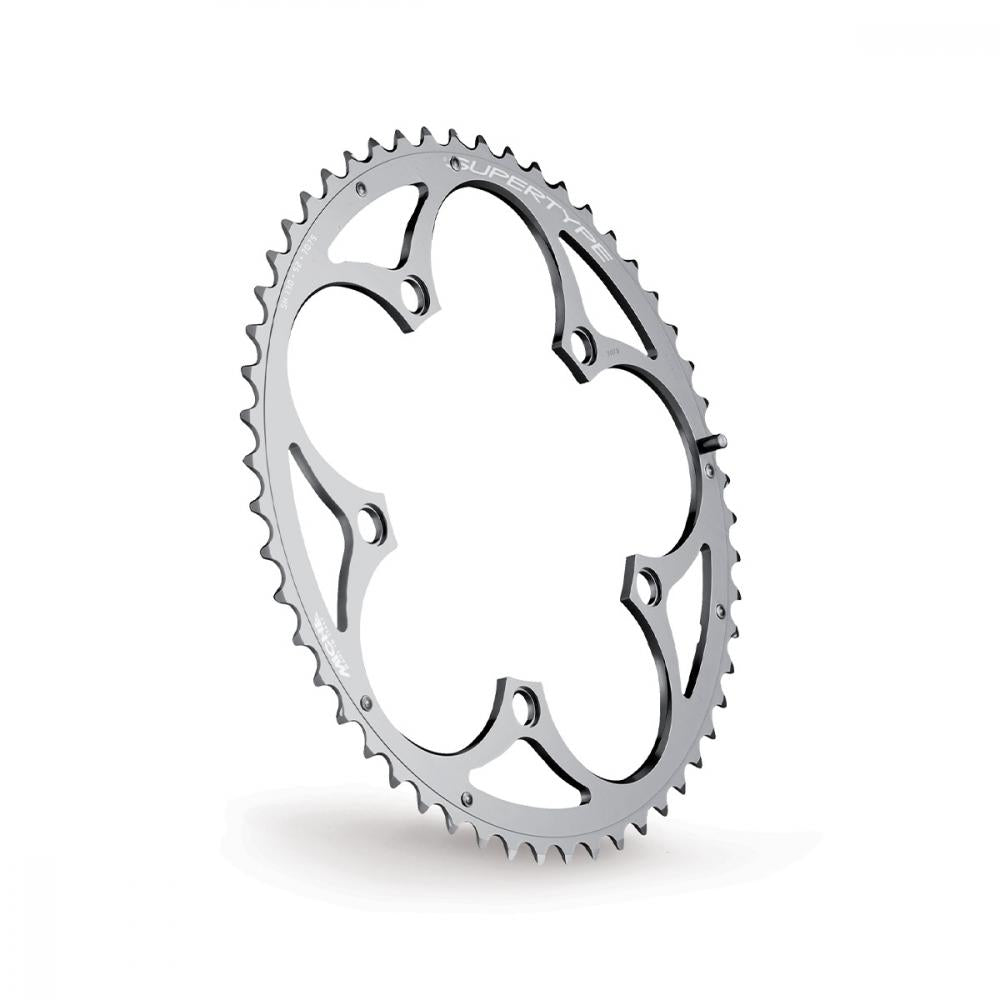 Miche Supertype Kettenblatt außen, 50 Zähne, silber. Für Campagnolo 9/10-fach Rennräder.