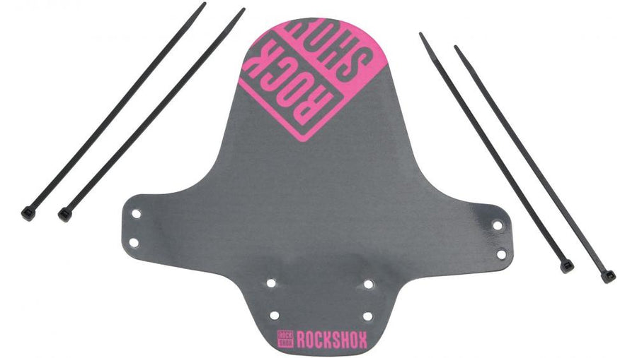 Rockshox VR Steckblech Fender schwarz magenta, MTB Schutzblech mit Kabelbindern zur Befestigung.