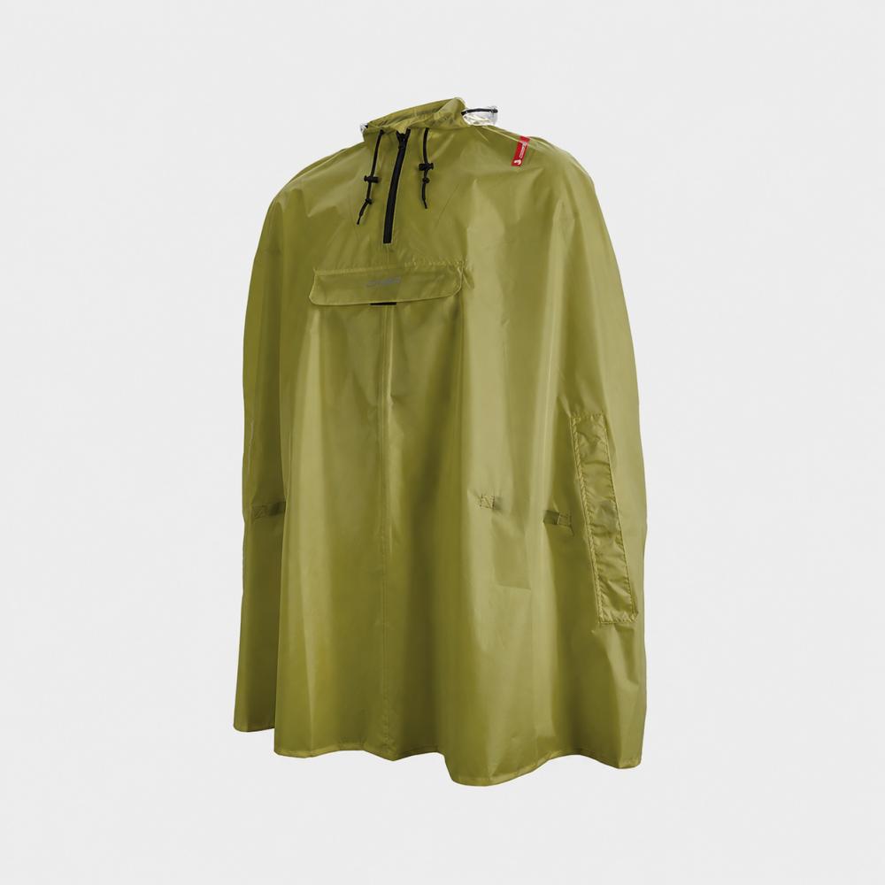 CHIBA Regenponcho - XS/S, olive, 100 % wasserdicht, atmungsaktiv, reflektierend
