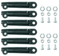 Sechs schwarze SKS ESC-Vario-Stecker für 4,5 mm Schutzblechstreben mit Schrauben, Muttern und Fächerscheiben.