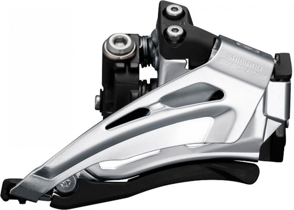 SHIMANO DEORE FD-M6025 2-fach Down-Pull Umwerfer für präzise MTB-Frontschaltung, silber und schwarz.