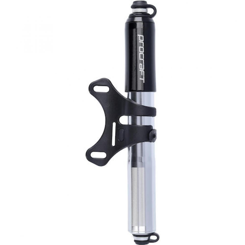 Procraft Minipumpe Thruster HV Ultimate CNC 225 mm Schwarz-silber - High-Volume-Power für MTB