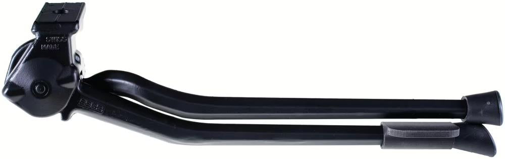 Pletscher Zweibeinständer Twin 28 Zoll - stabiler Fahrradständer aus Aluminium-Legierung mit Ständerplattenmontage, Trittverbreiterung F24, Aluminium-Lasche und M10x55 Senkschraube, bis 35 kg belastbar, schwarz