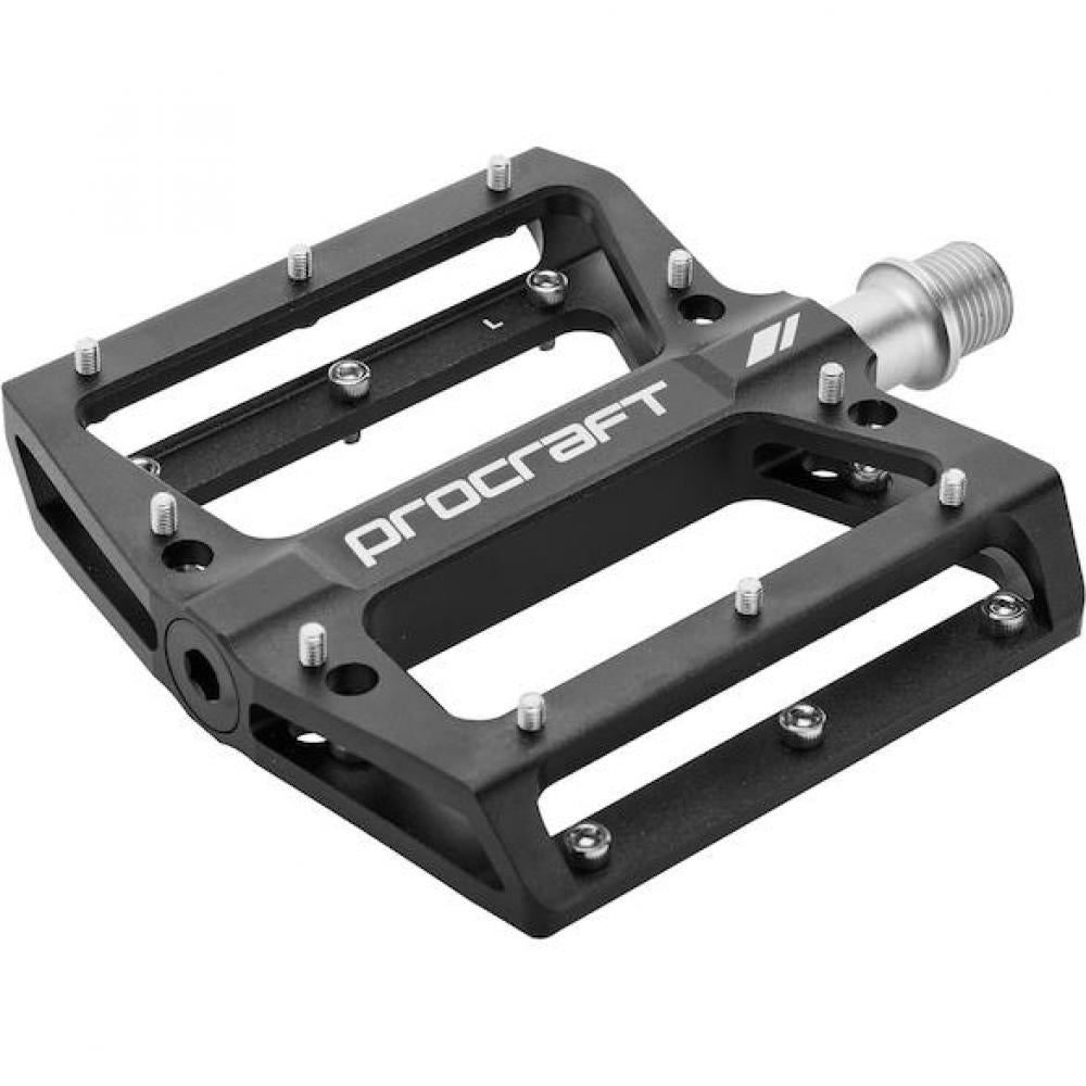 Procraft Pedale Flat Grip Essential CNC 113 x 105 mm Schwarz - maximaler Grip und Kontrolle