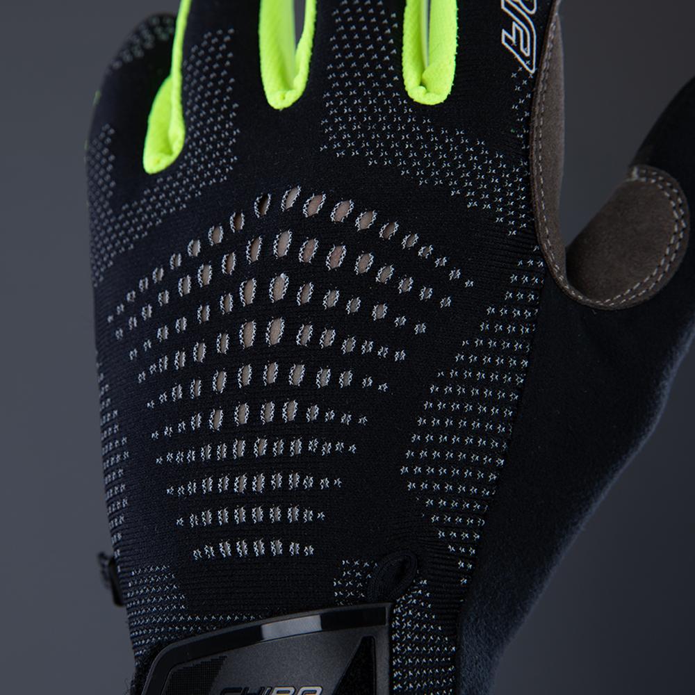CHIBA Gel Performer - Radhandschuhe kurz, schwarz/neongelb, S, Gelpolster & Touchfinger