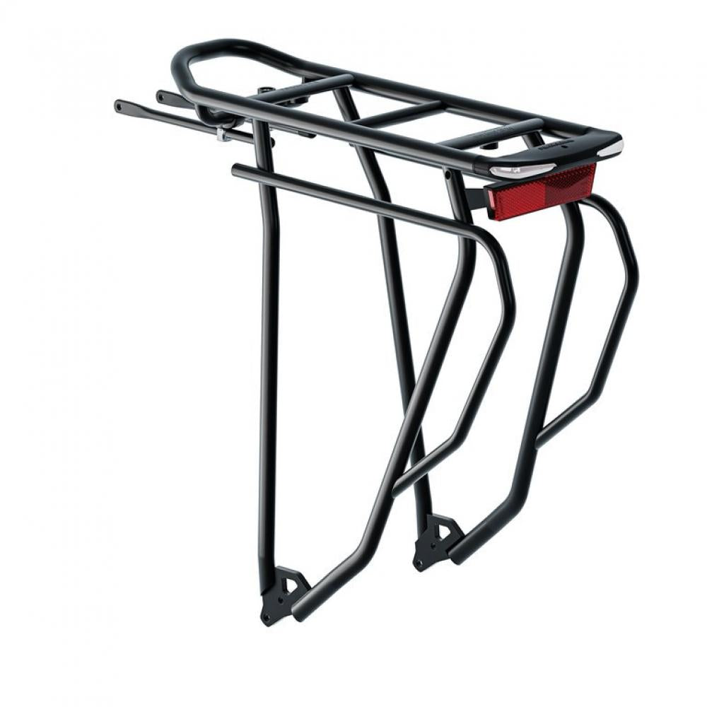 Racktime Gleam IT 2.0 Tour Gepäckträger mit Standlicht Schwarz - Stabiler Fahrradträger 28-29 Zoll