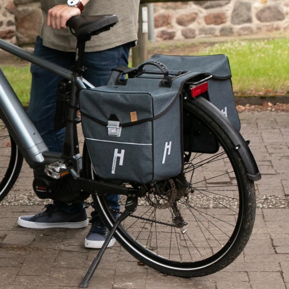 Haberland Doppeltasche 31l eMotion 4 nature anthrazit/reflex - nachhaltige Fahrrad-Gepäcklösung