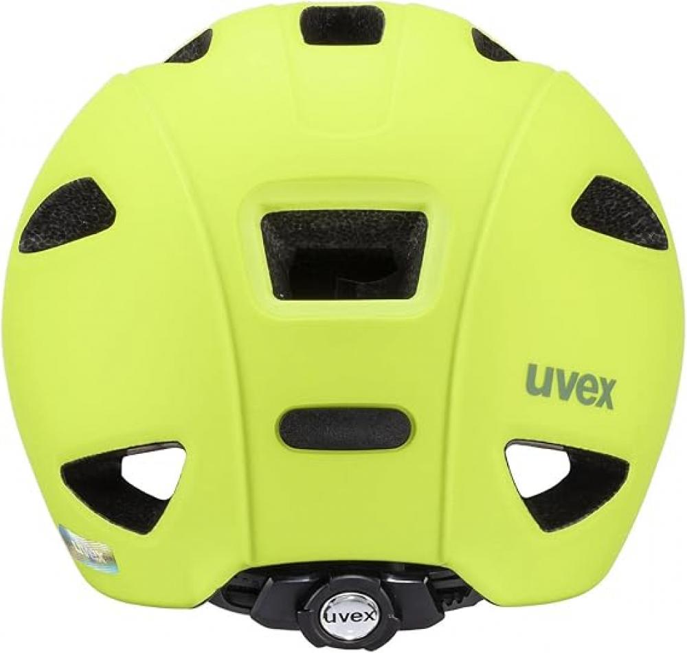 uvex Oyo - Kinder-Fahrradhelm 45-50 cm - leichte Bauweise - Größenanpassung - erweiterbar mit LED - Schutzpolster - neon yellow-moss green matt