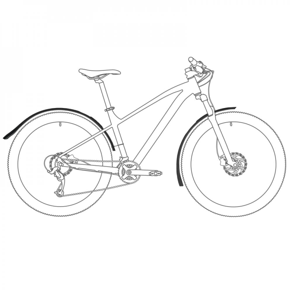 Hebie Viper S Steckblechset schwarz am MTB Fahrrad, Schutzbleche für 26-29 Zoll Räder mit Spritzschutz.