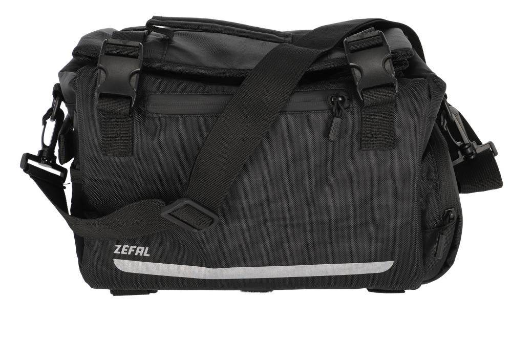 Zefal Gepäckträgertasche Z Travel 60 schwarz - Fahrradtasche 20 Liter, 32x18x22 cm, robuste Reißverschlüsse, Tragegriff, Reflektoren