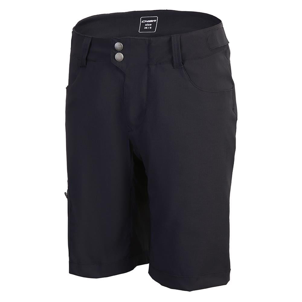 CHIBA Baggy Pants mit Innenhose Lady - Radhose Damen, S, schwarz, mit Sitzpolster