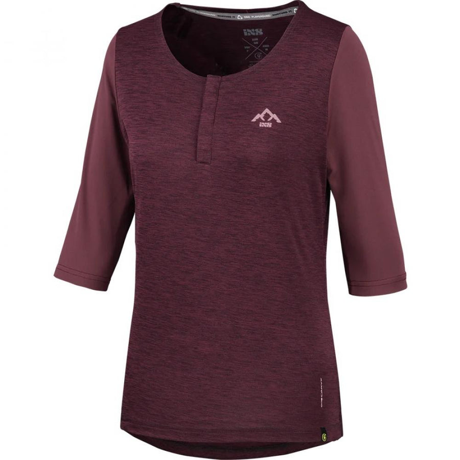 IXS Sports Division iXS Carve X Women Henley 40 Raisin/Solid Raisin - atmungsaktives Bike-Jersey