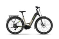 Haibike TREKKING 4 LOW E-Bike, sand/lime, tiefer Einstieg, Federgabel, Gepäckträger.