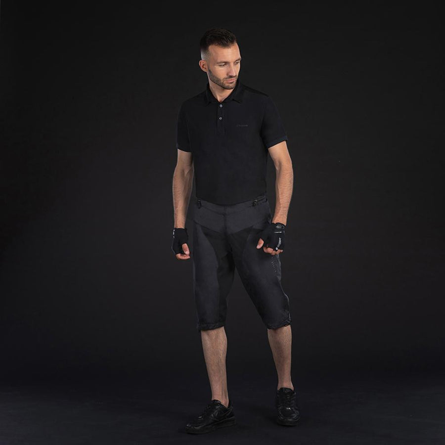 CHIBA Regenhose kurz - wasserdicht, winddicht, atmungsaktiv, Reflektoren, schwarz, S
