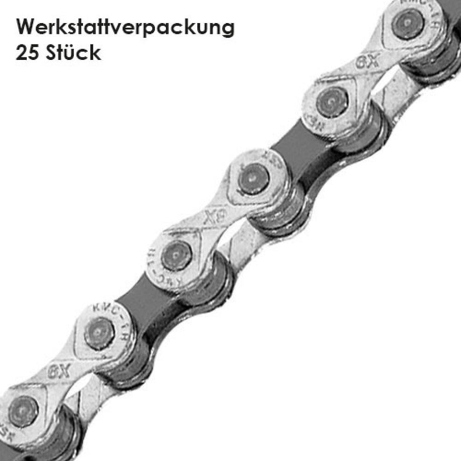 KMC Kette X8 6/7/8-fach 116 Glieder 25 Stück Missing Link 1/2"x3/32" silber/grau