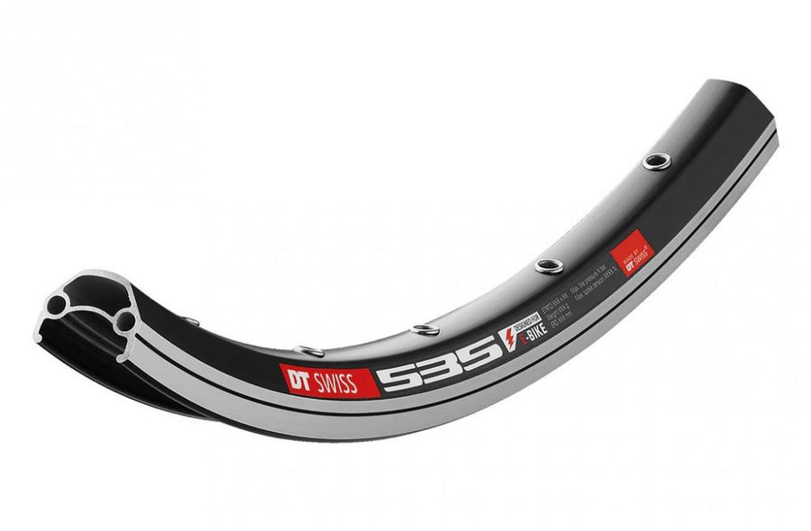 DT Swiss Felge 535 26" 32 Loch Schwarz, extrastabile E-Bike-Felge für hohe Belastung.