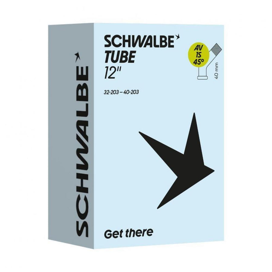 SCHWALBE Schlauch Nr. 1S 12 Zoll 12x1 1/4 - 12x1.50 Schraderventil 40mm 45° abgewinkelt 61g - Fahrradschlauch