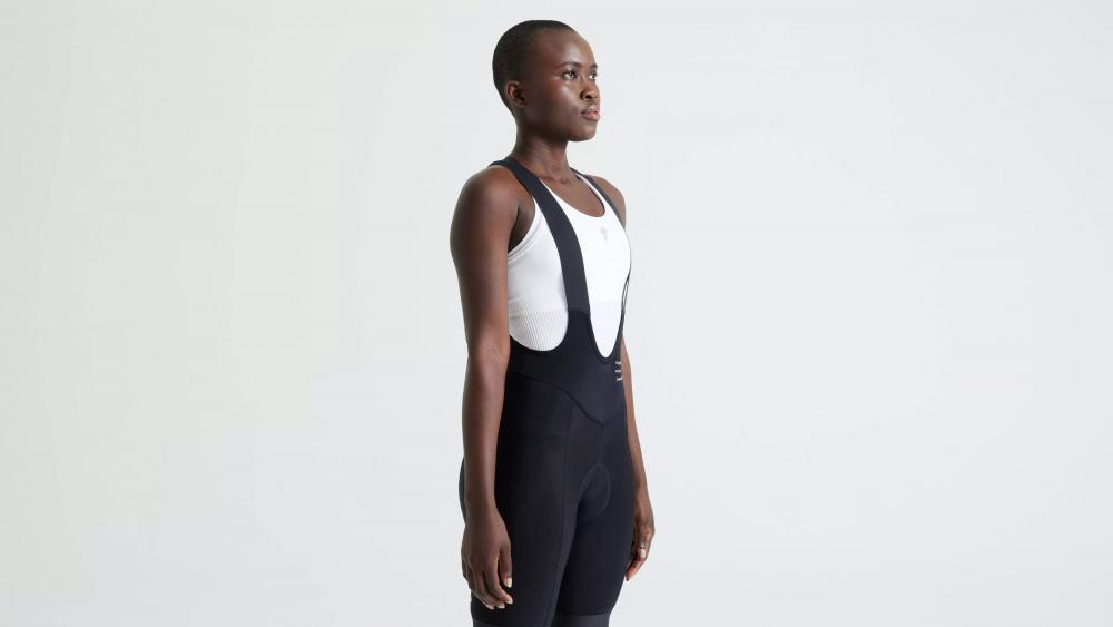 SBC FOUNDATION Damen Trägerhose Kurz - Recycelte Radhose Schwarz Größe L - Bibshort