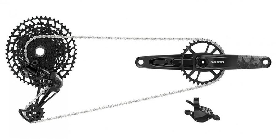 SRAM NX Eagle DUB Kit 1x12 Boost 175mm: Kompletter MTB-Antrieb mit Kassette, Schaltwerk, Kurbel, Kette, Schalthebel.