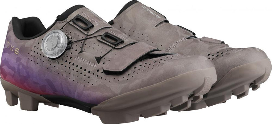 SHIMANO Fahrradschuhe RX600 Damen Gravel SPD 36 Damenleisten Grau/Lila Fahrradschuhe Grau