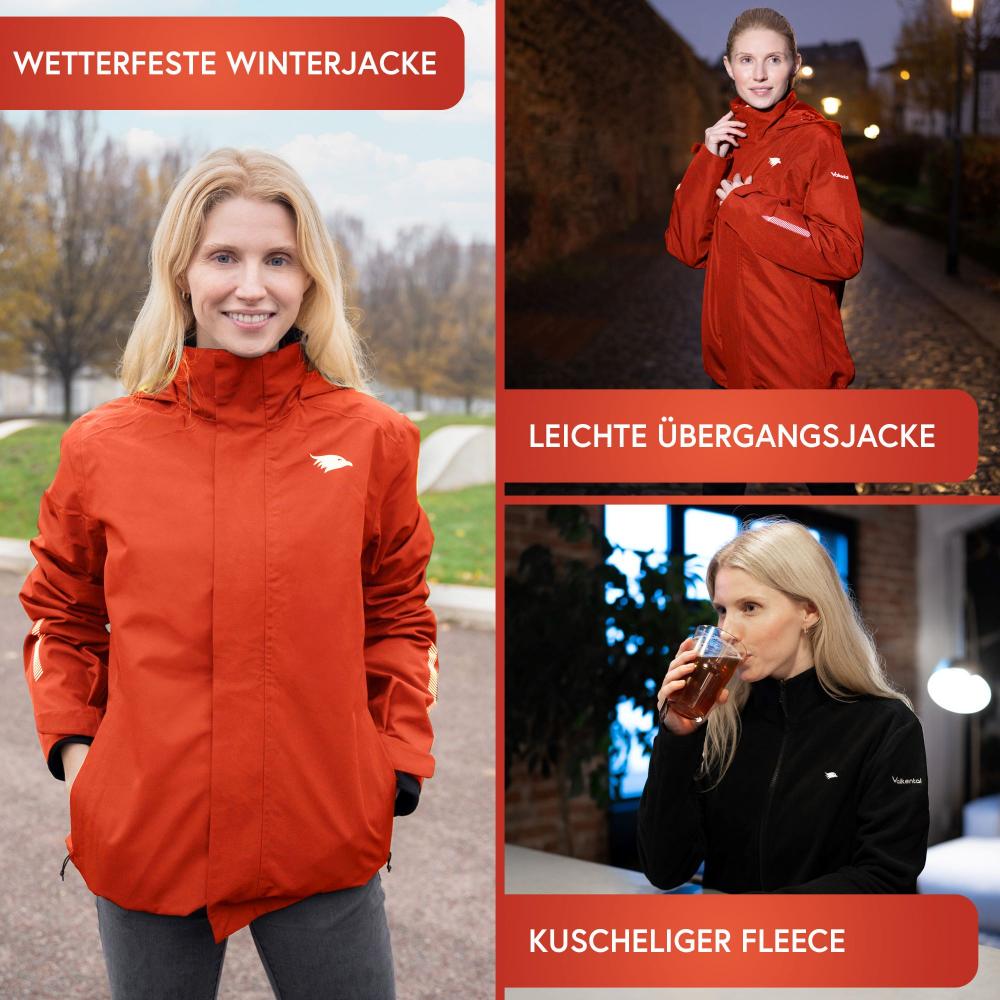 Valkental Damenjacke 3in1 Smart Jacket wasserdichte Jacke mit Fleece Zipp-In L rot