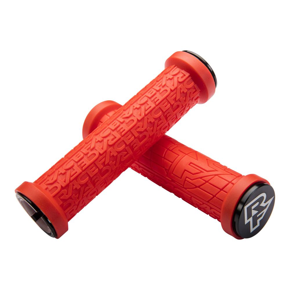 Race Face Grippler Lock-On Griffe, rot, 33mm, für sicheren Halt und Komfort am Fahrradlenker.