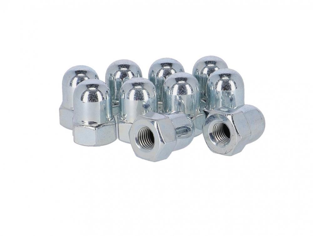 Fix Nippel Hutmutter VR, FG 7,9 mm, 6-kant, silber, 10er Pack Hochwertige, silberne Hutmuttern für Vorderradachsen mit 7,9 mm Durchmesser, ideal für Fahrräder