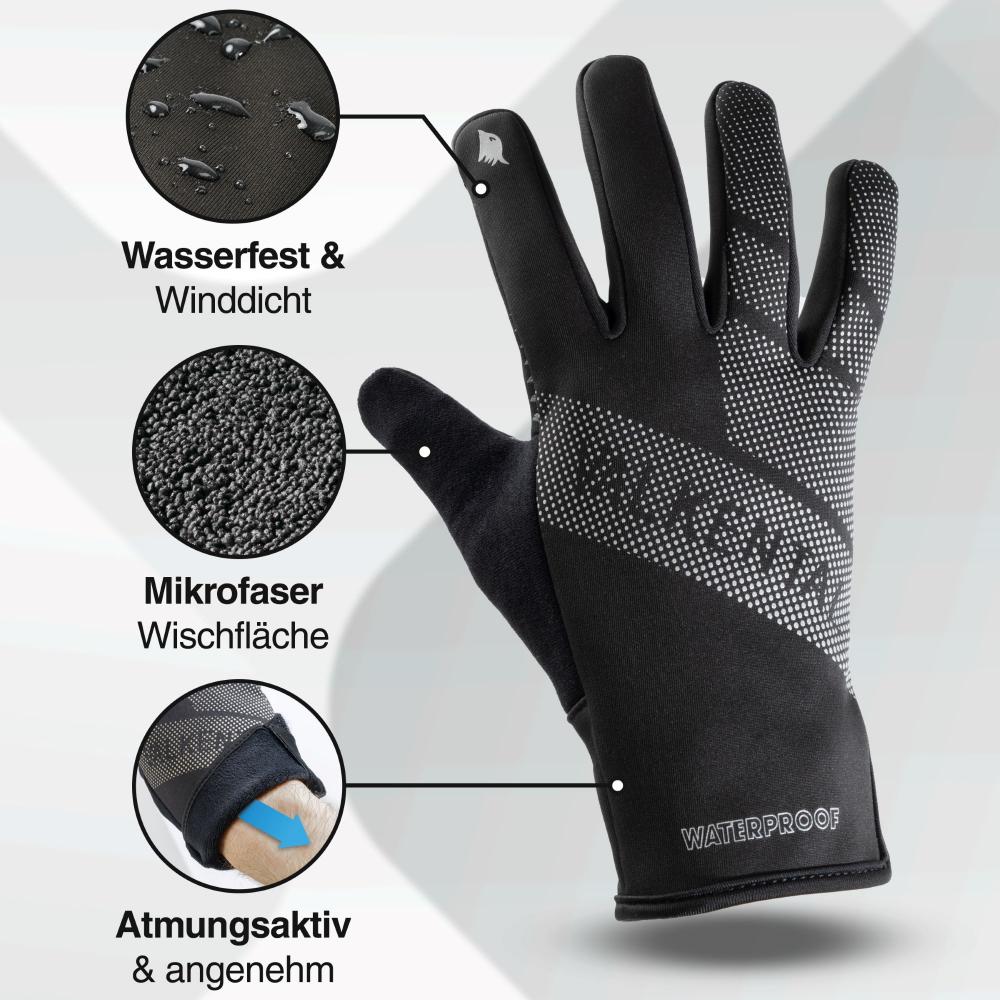 Valkental Handschuhe GloRider V2 Flex wasserfester Übergangshandschuh mit Grip M schwarz