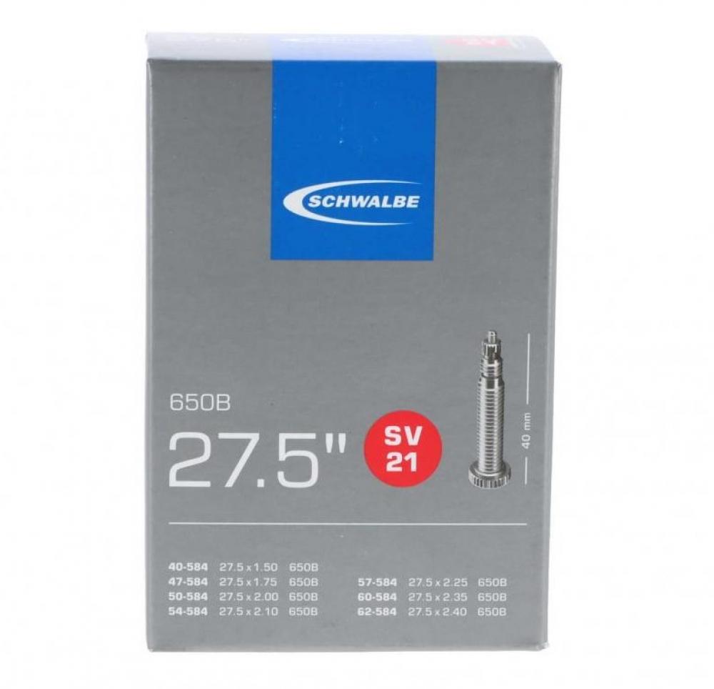 Schwalbe Fahrradschlauch SV21 für 27,5 Zoll (650B) Reifen, 40-62/584, mit SV 40mm Ventil.