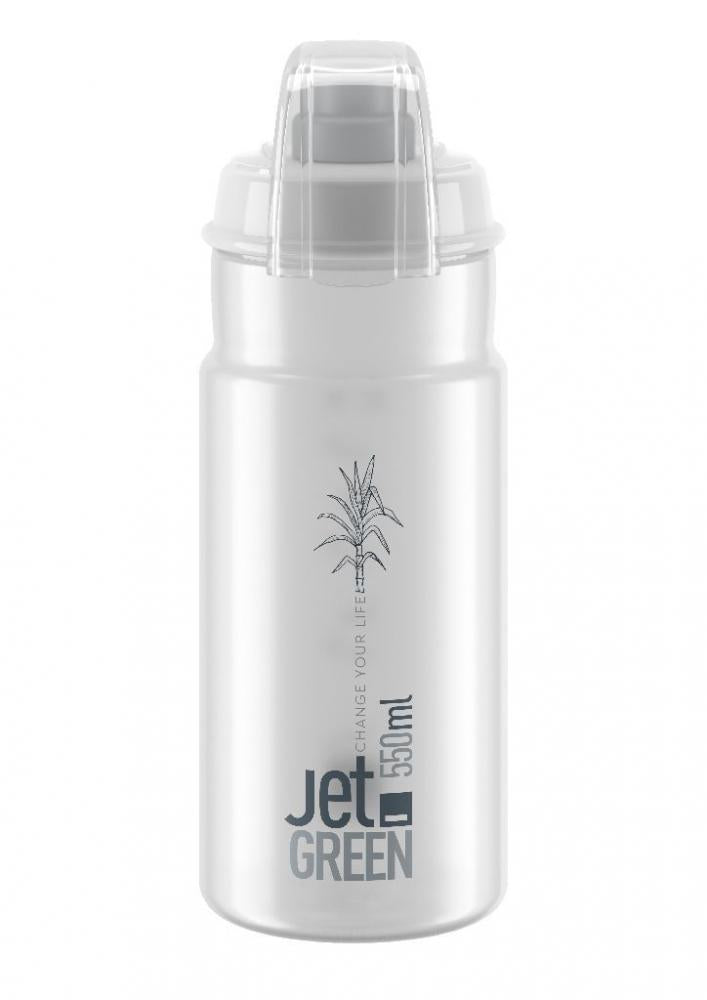 Trinkflasche Mit Schutzkappe Jet Green Plus Transparent Graues Logo 550ml Biokunststoff
