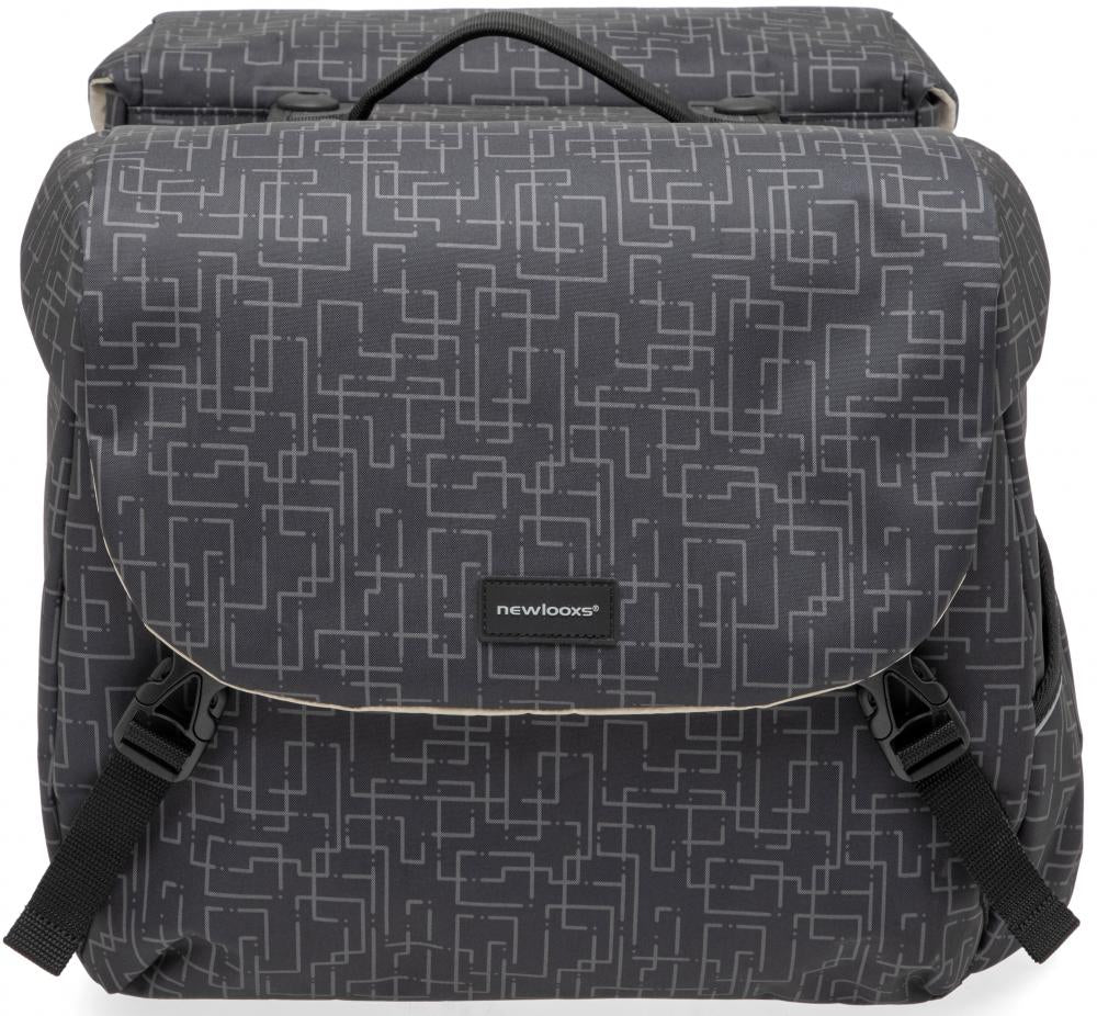 New Looxs Mondi Joy Double RT Doppelpacktasche 2x18L in Schwarz mit modernem Linienmuster für Alltag und Tour.