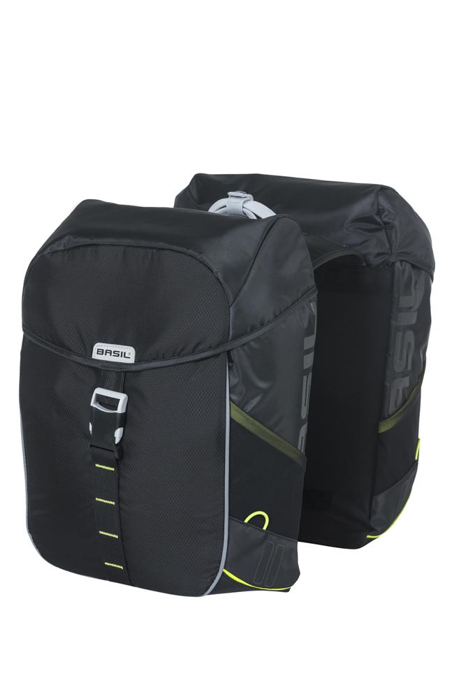 Basil Doppelpacktasche Miles black lime wasserdicht Größe 34x17x43cm 34l