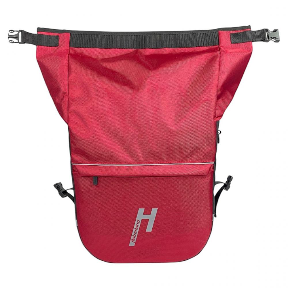 Haberland Einzeltasche eMotion rot/schwarz - robuste Gepäckträgertasche mit Rollverschluss