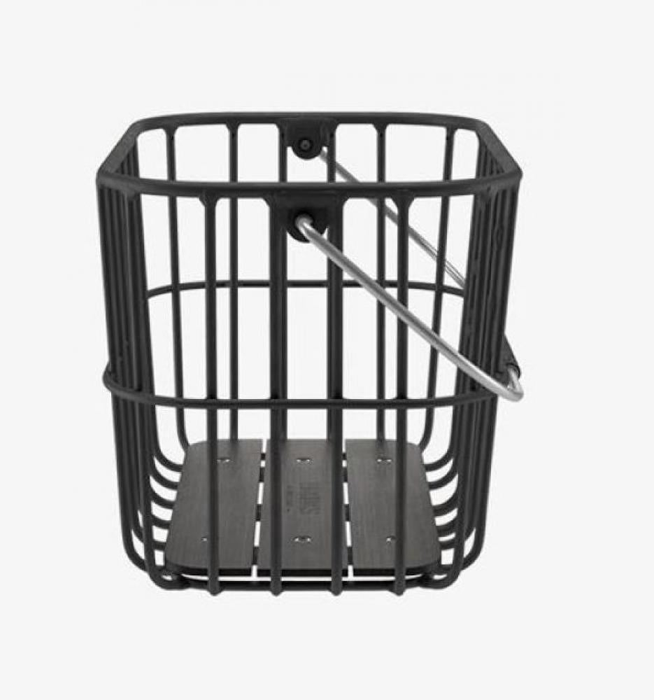 BROOKS Hoxton Basket Black - eleganter Fahrradkorb 25 Liter aus Aluminium mit Holzgriff - 1150 g leicht, 380x260x260 mm - kompatibel mit KLICKfix-System