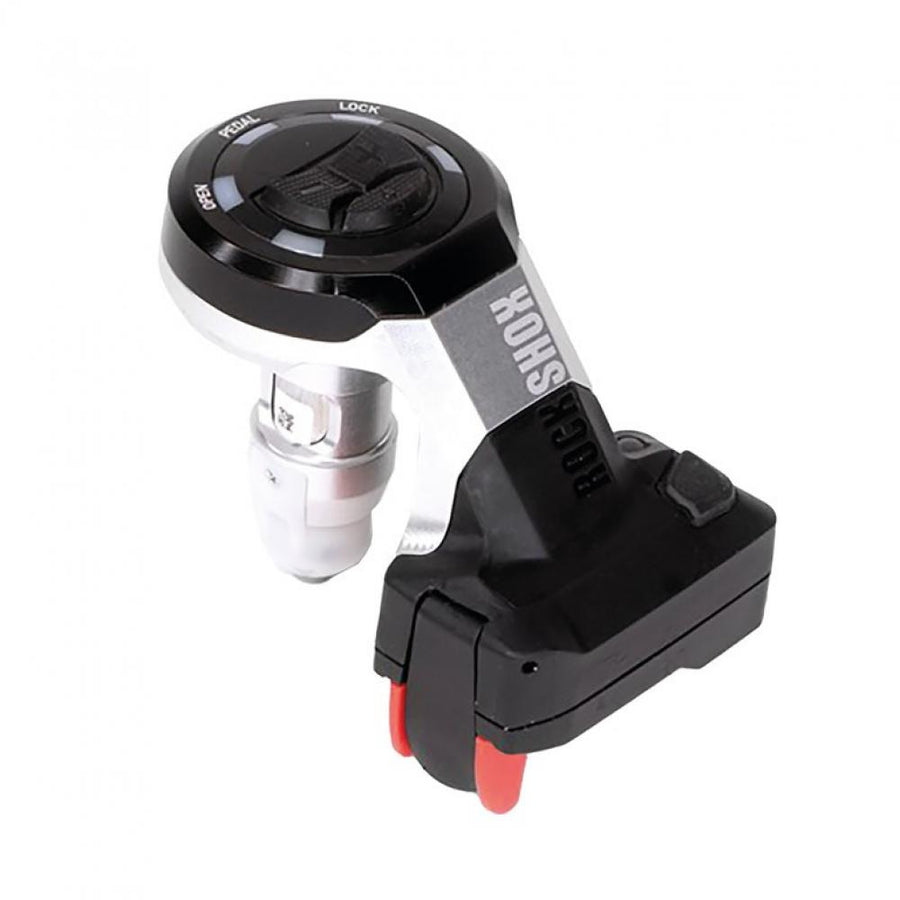 RockShox Pike Charger3.1 Flight Attendant Gabel Kontroll Modul, schwarz-silber, mit LOCK, PEDAL, OPEN und Logo.
